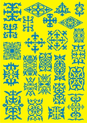 Collection of Blue Ornamental Vintage Pattern Vectors Free Vector