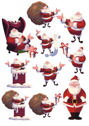 Santa Claus Collection in Various Christmas Poses Free Vector