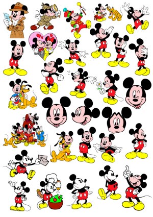 Collection of Various Mickey Mouse Cartoon Vector Poses and Expressions Free Vector