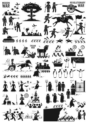 Historical and Mythological War and Witchcraft Scenes Vector Set Free Vector