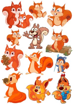 Cute Cartoon Squirrel Characters Collection Free Vector