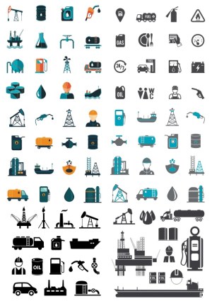 Oil and Gas Industry Icons Set Free Vector