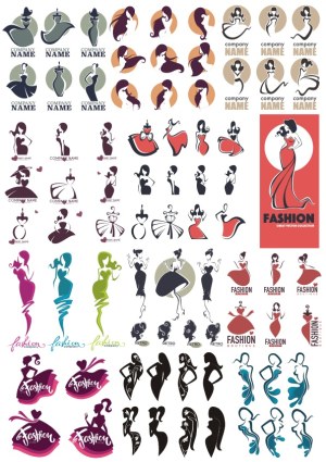 Fashion Woman Silhouette Logo and Icon Vector Collection Free Vector