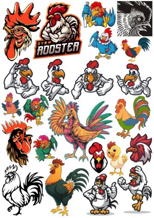 Rooster and Chicken Vector Collection Free Vector