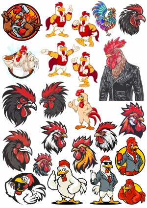 Rooster and Chicken Cartoon and Illustration Vector Set Free Vector