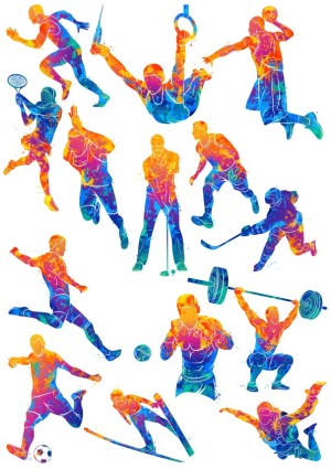 Colorful Vector Silhouettes of Various Sports Activities Free Vector