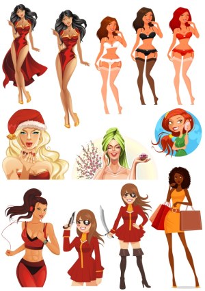 Vector Collection of Diverse Stylish Women in Various Outfits and Poses Free Vector