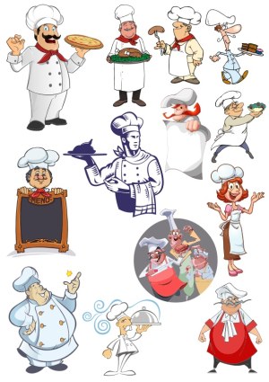 Collection of Cartoon Chef Characters in Various Poses Free Vector