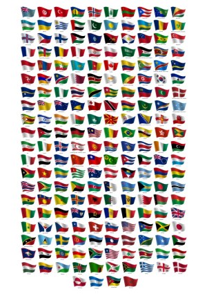 Collection of Country Flags with Names Vector Free Vector