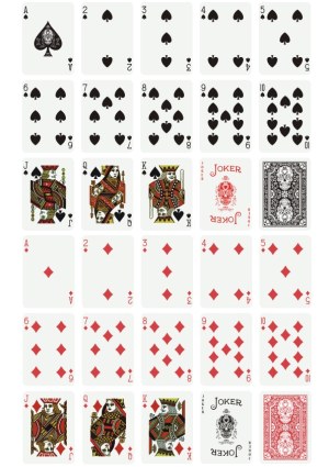 Complete Spades and Diamonds Playing Card Set with Joker Free Vector