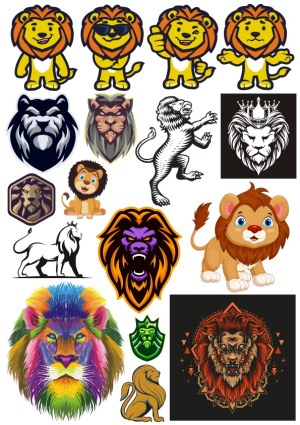 Varied Lion Vector Illustrations and Mascots Free Vector