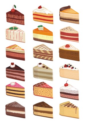 Assorted Slices of Various Cakes Vector Illustration Free Vector