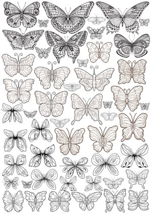 Black and White Hand-Drawn Butterfly Collection Free Vector