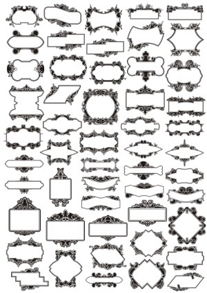 Ornate Vintage Decorative Frame and Label Vector Set Free Vector