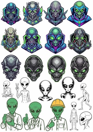 Alien and Monster Sci-Fi Vector Avatars and Characters Free Vector