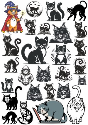 Collection of Cat Vector Illustrations in Various Styles Free Vector