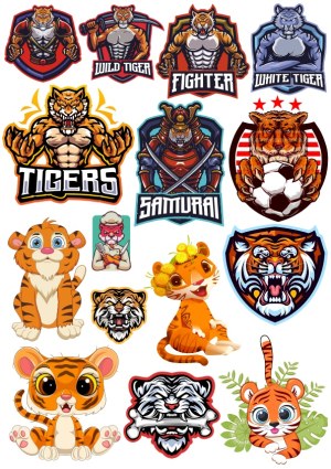 Tiger and Samurai Vector Collection Free Vector