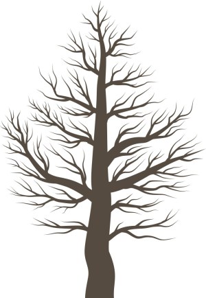 Bare Tree Silhouette with Spreading Branches Free Vector