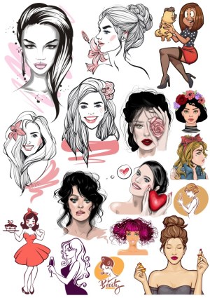 Assorted Female Portraits and Characters Vector Set Free Vector