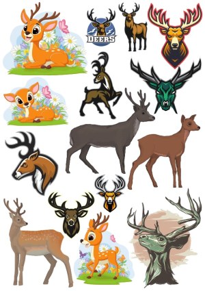 Collection of Deer and Stag Vector Illustrations and Logos Free Vector