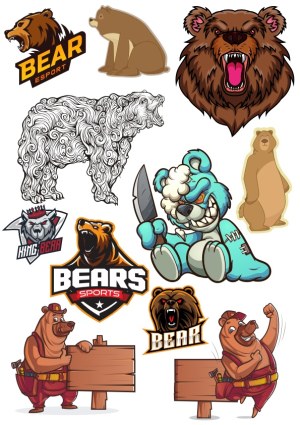 Bear-themed Vector Illustrations and Sports Logos Free Vector