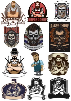 Vintage and Modern Barbershop Logos and Characters Collection Free Vector