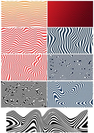 Abstract Wavy Line Patterns Vector Set Free Vector