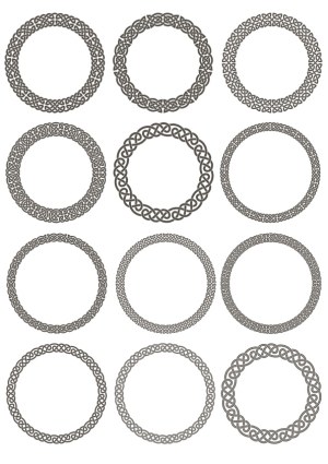 Set of 12 Celtic Knot Circular Borders Free Vector
