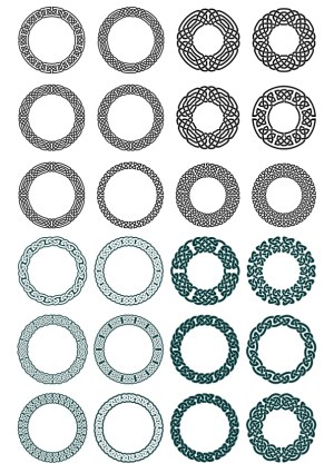 Set of 24 Celtic Knot Circular Frames and Borders Free Vector
