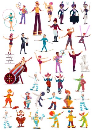 Assorted Circus Performers and Acts Vector Collection Free Vector