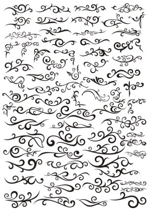 Set of Decorative Black Swirls and Flourishes Free Vector