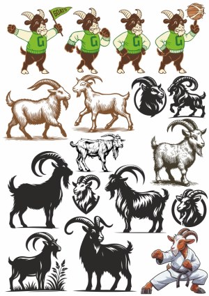 Collection of Goat and Ram Vector Illustrations and Mascots Free Vector