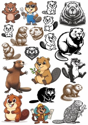 Beaver Cartoon and Graphic Vector Collection Free Vector