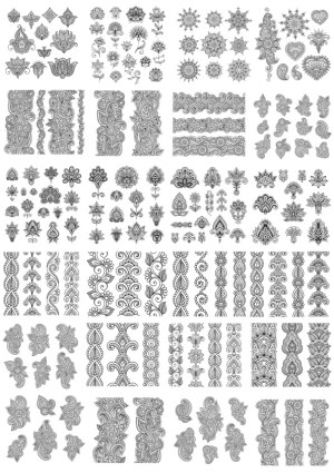 Collection of Ornate Indian Paisley and Floral Vector Patterns Free Vector