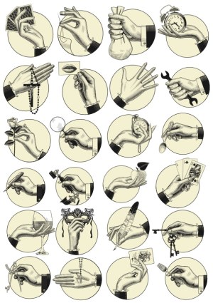 Vintage Hand Illustrations with Various Objects in Circular Frames Free Vector
