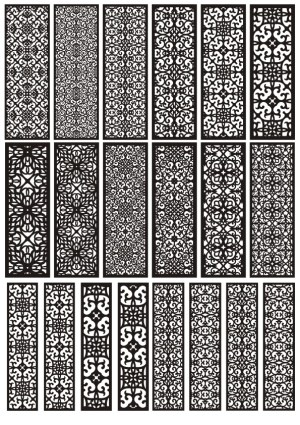 Set of 20 Ornate Black and White Vertical Decorative Pattern Vectors Free Vector