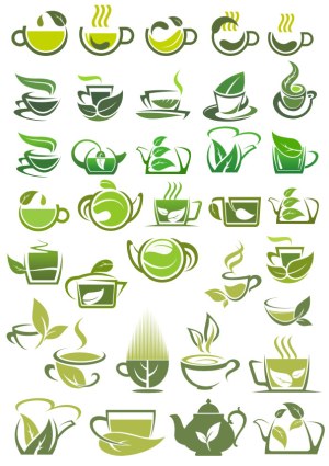 Green Tea and Herbal Drink Vector Icons Set Free Vector