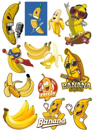 Banana Cartoon Characters and Illustrations Collection Free Vector