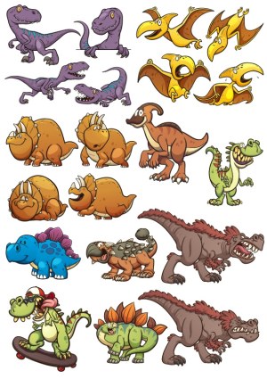 Cartoon Dinosaur Characters Collection Free Vector