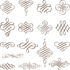 Set of Elegant Vintage Calligraphic Flourishes and Swirls Free Vector