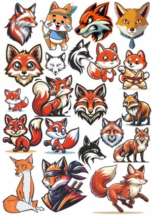 Collection of Fox Illustrations and Characters Free Vector