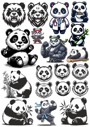 Diverse Panda and Bear Vector Illustrations Collection Free Vector