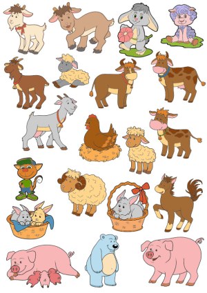 Cartoon Farm Animals and Characters Vector Set Free Vector