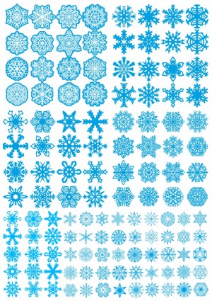 Collection of Blue Snowflake Vector Designs Free Vector