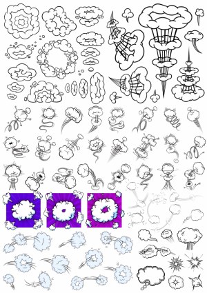 Hand-Drawn Cartoon Explosion and Cloud Vector Elements Free Vector