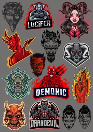 Collection of Demonic and Devil-Themed Vector Illustrations Free Vector