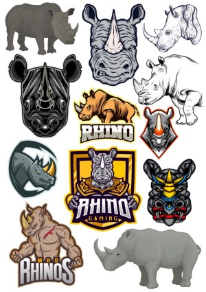 Rhino Illustrations and Mascots Collection Free Vector