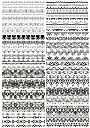 Black and White Decorative Borders and Ornamental Pattern Lines Free Vector