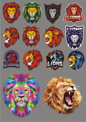 Collection of Lion Head Vector Logos and Illustrations Free Vector