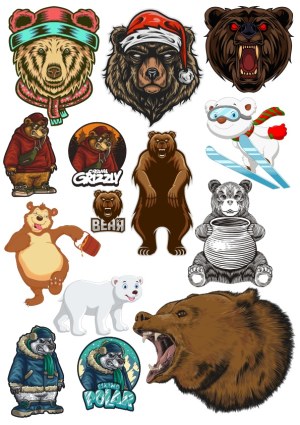 Collection of Cartoon and Realistic Bear Illustrations Free Vector